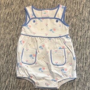 Stitchy Fish Yellow Lab Dog Flag Firework Romper 6M